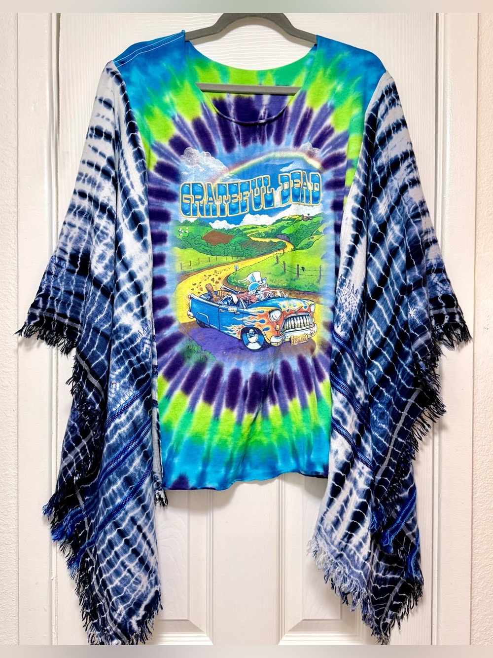 Grateful Dead Tie-Dye Kimono in Blue, Green & Purple